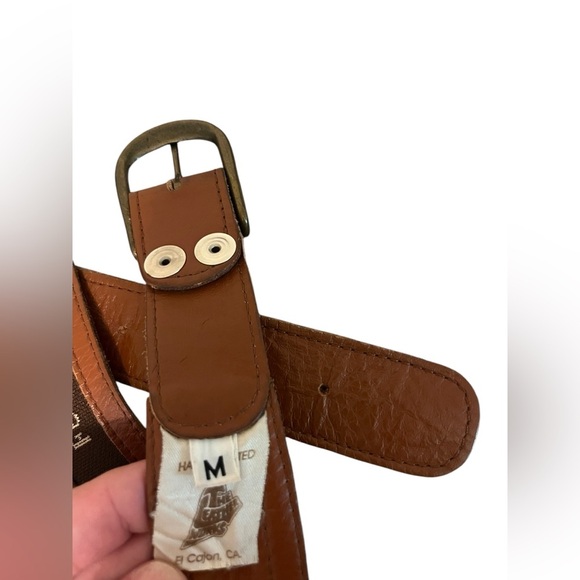 Vintage Ferrari Logo Brown Leather Belt Sz M - Picture 7 of 8